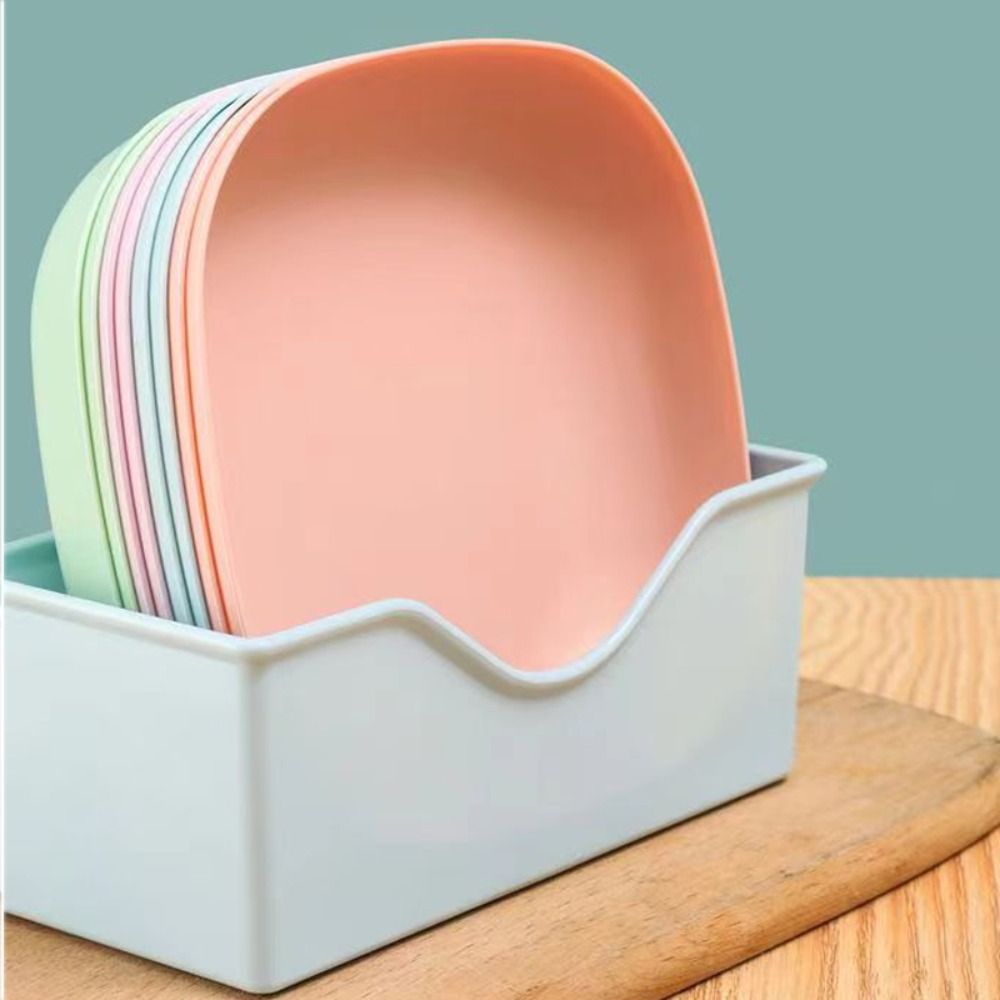 10pcs Square Plates, Portable Food Plate Set, Durable Plastic, for Outdoor, Snack and Breakfast Snack tray with base storage box