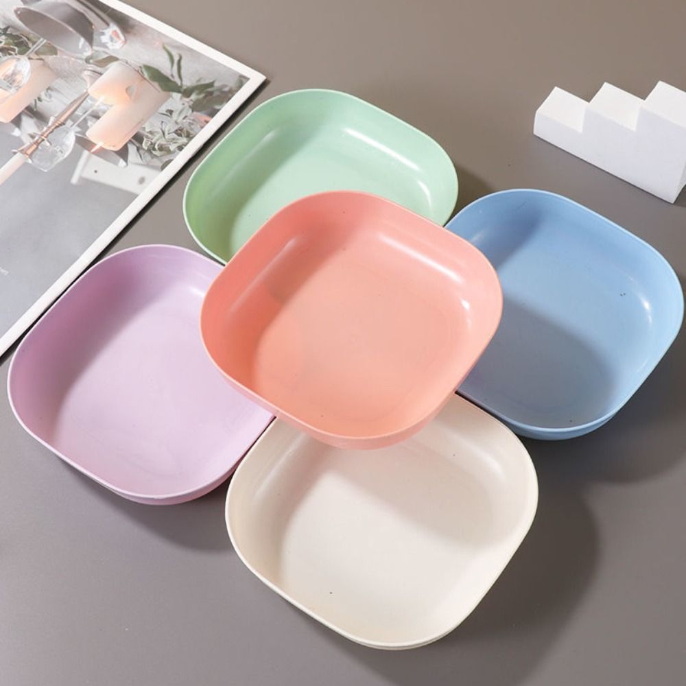 10pcs Square Plates, Portable Food Plate Set, Durable Plastic, for Outdoor, Snack and Breakfast Snack tray with base storage box