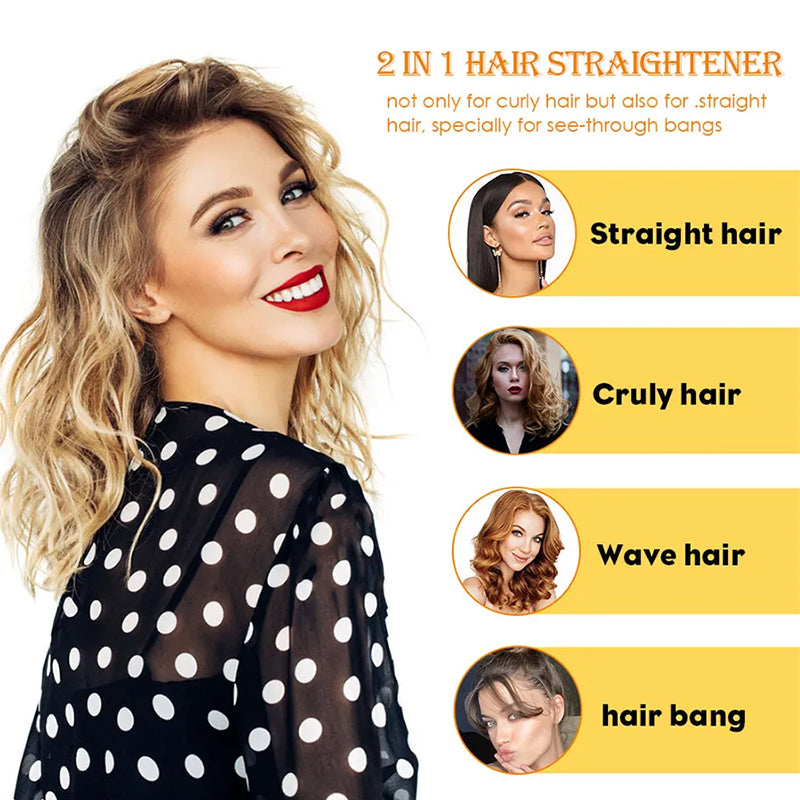 Mini Hair Straightener Ceramic Curling Bar Straight Roll 2 in 1 Splint Perm Mini Cartoon Portable Curling Iron