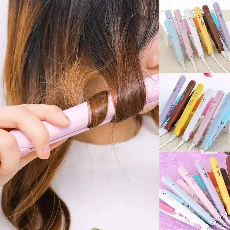 Mini Hair Straightener Ceramic Curling Bar Straight Roll 2 in 1 Splint Perm Mini Cartoon Portable Curling Iron