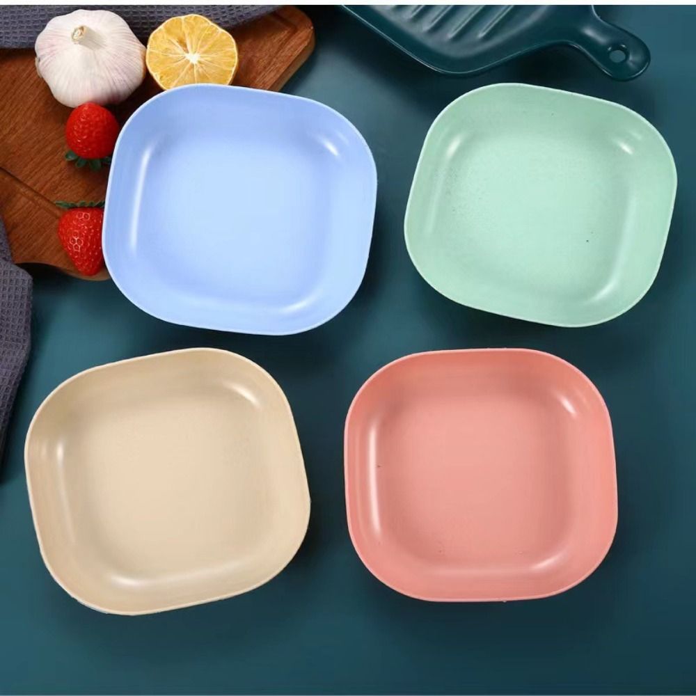10pcs Square Plates, Portable Food Plate Set, Durable Plastic, for Outdoor, Snack and Breakfast Snack tray with base storage box