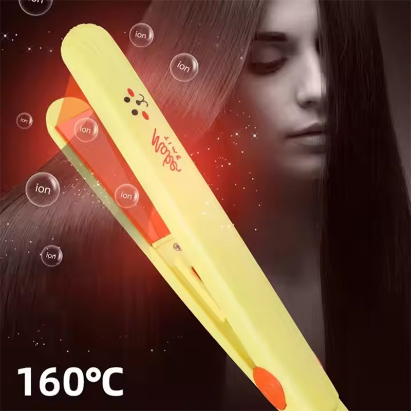 Mini Hair Straightener Ceramic Curling Bar Straight Roll 2 in 1 Splint Perm Mini Cartoon Portable Curling Iron