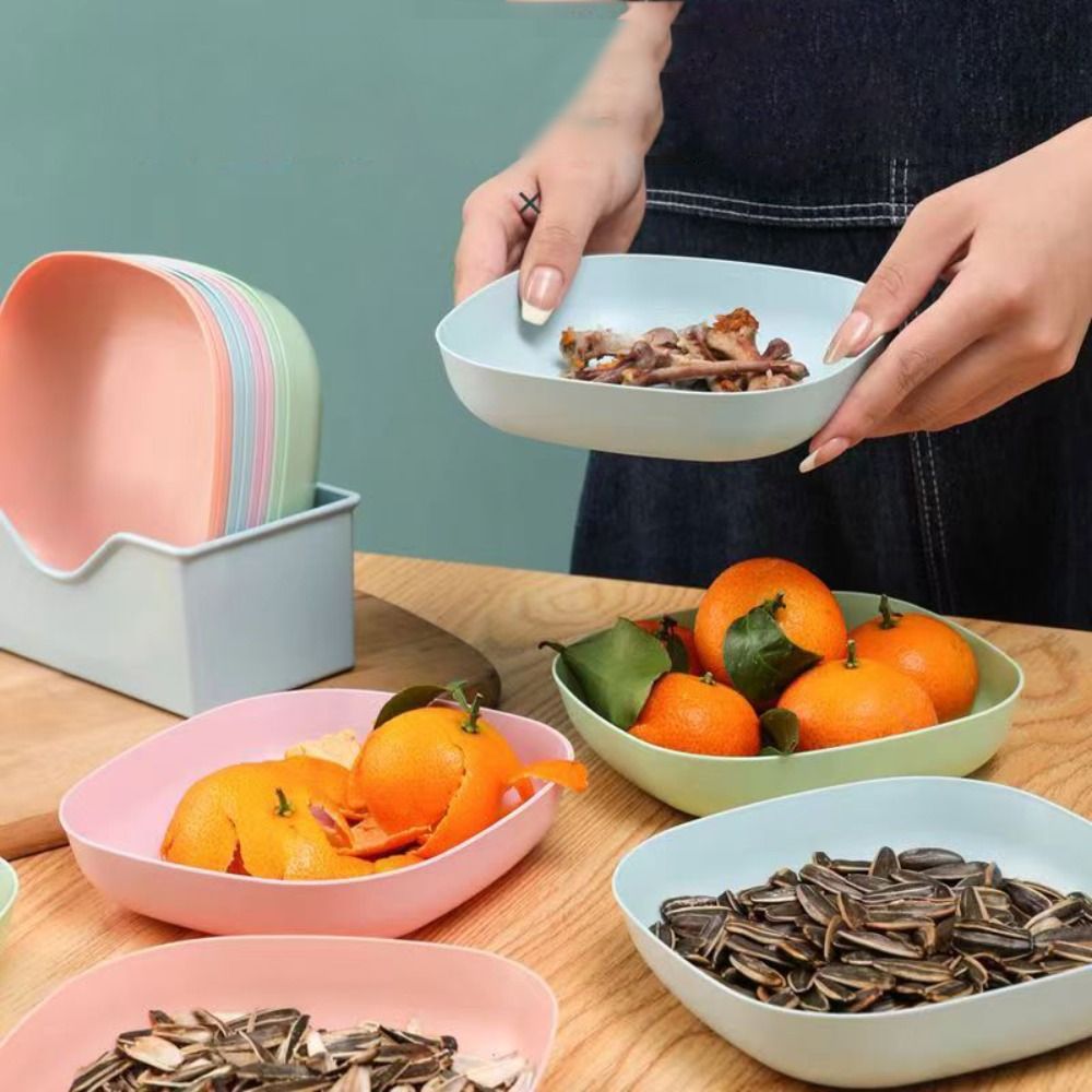 10pcs Square Plates, Portable Food Plate Set, Durable Plastic, for Outdoor, Snack and Breakfast Snack tray with base storage box
