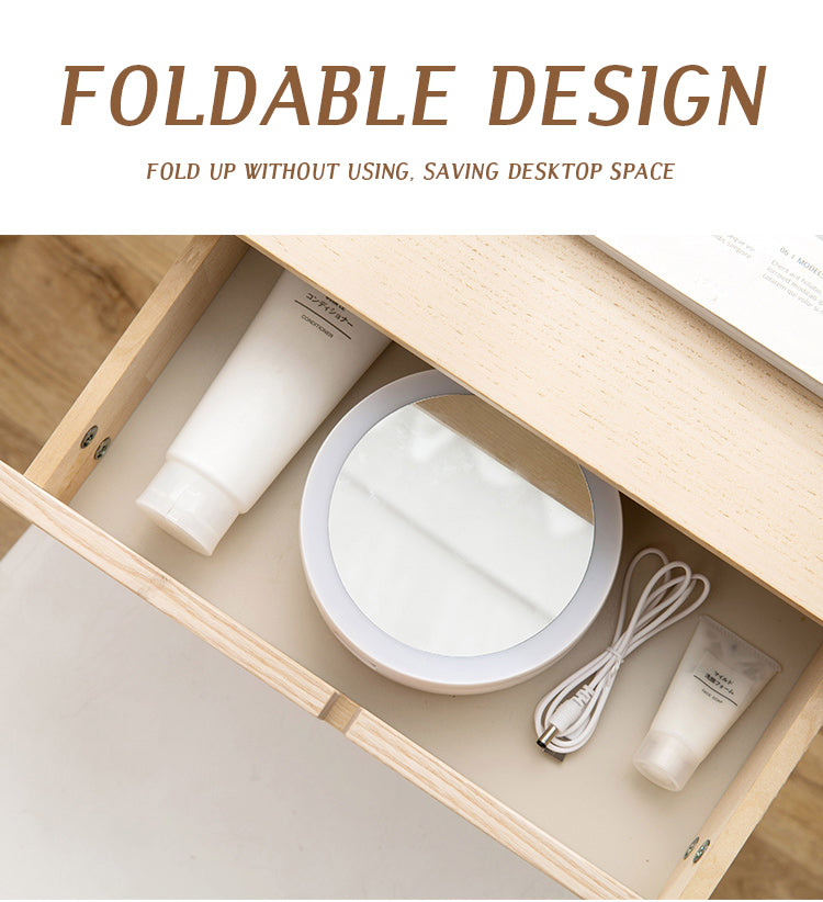 Foldable USB Charging or Battery Led Mirror Makeup White Vanity Cosmetic with Light 10X Magnifying Table