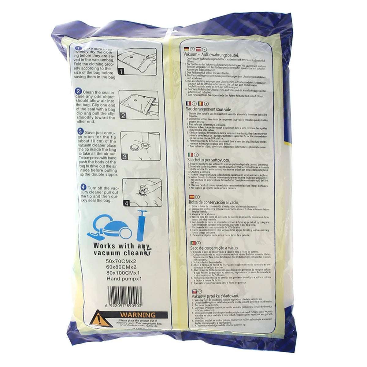 5 Pcs Vacuum Storage Bag with Hand Pump