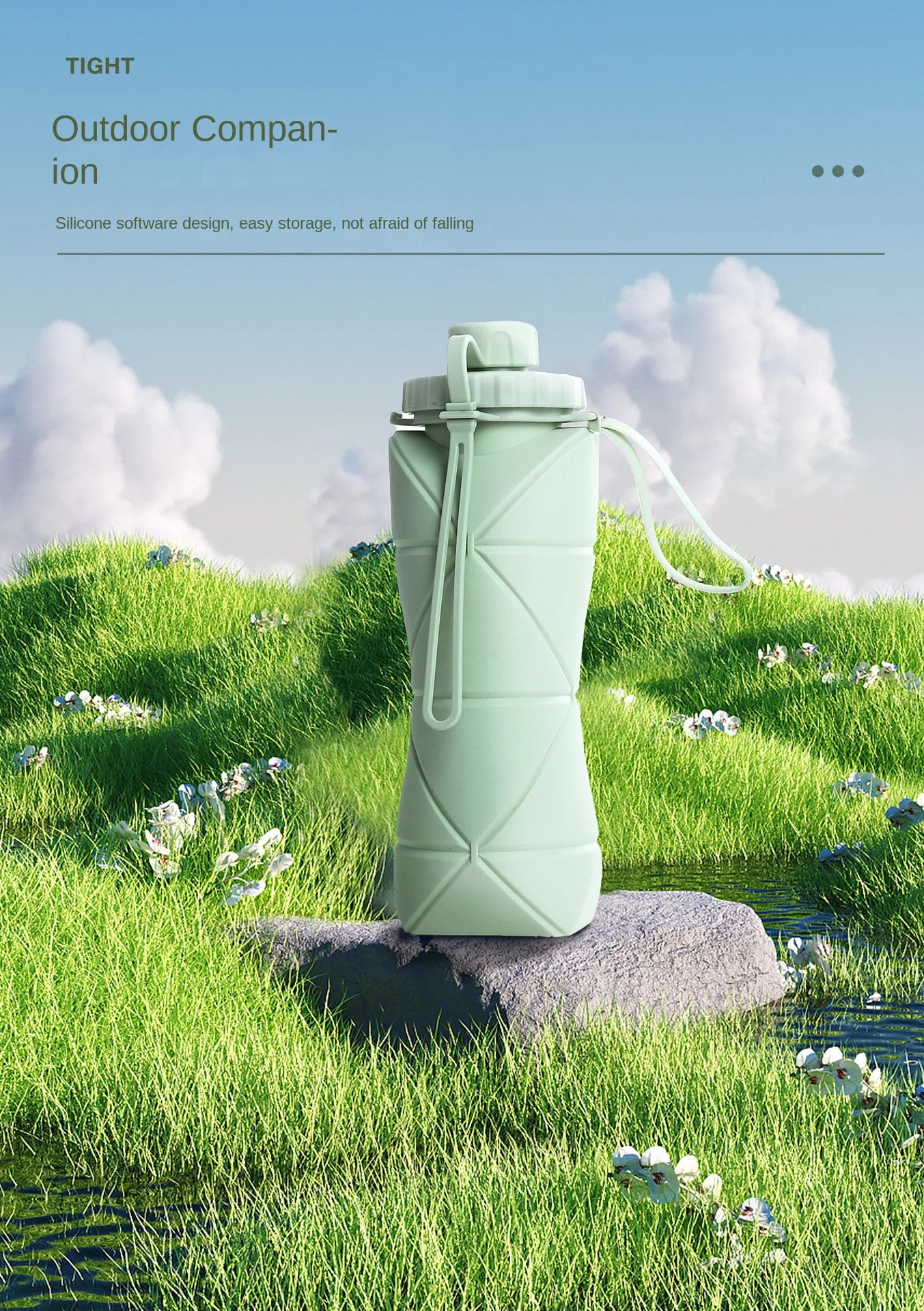 Silicone Folding Water Cup Portable Cycling Water Cup Bicycle Water Bottle